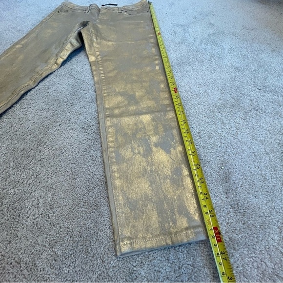 LAUREN Ralph Lauren metallic gold distressed faded stretchy slim fit jeans Sz 10 - Picture 13 of 14